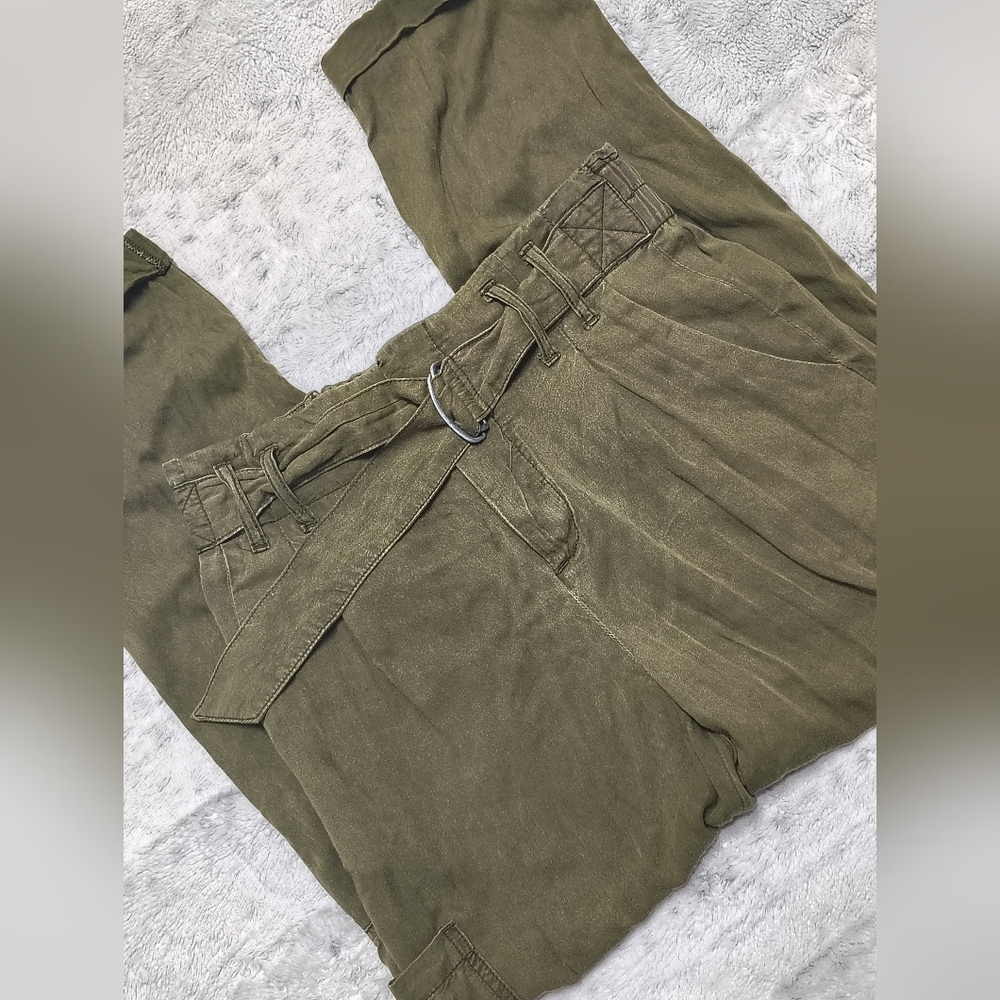 Free People Summer's Over Cargo Pants Olive Green Women's 2 Boho Hippie Relaxed - Picture 5 of 12